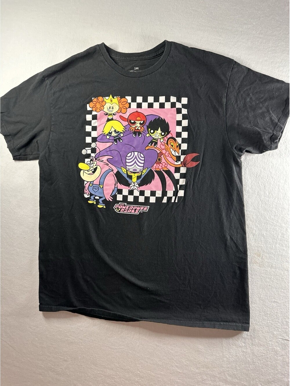 Powerpuff Girls Graphic Tee Cartoon Network Black Cotton Unisex Adult L